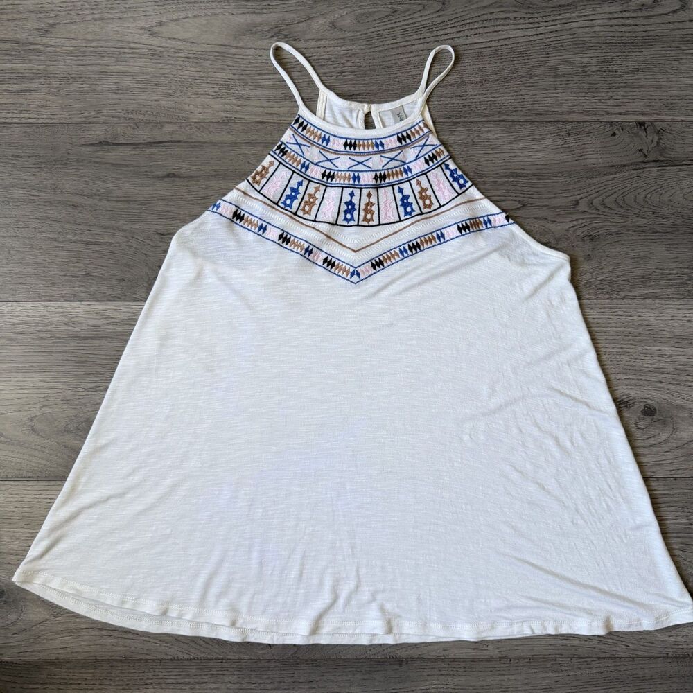 Sweet Grey Embroidered Boho‎ Halter Top - Size Small